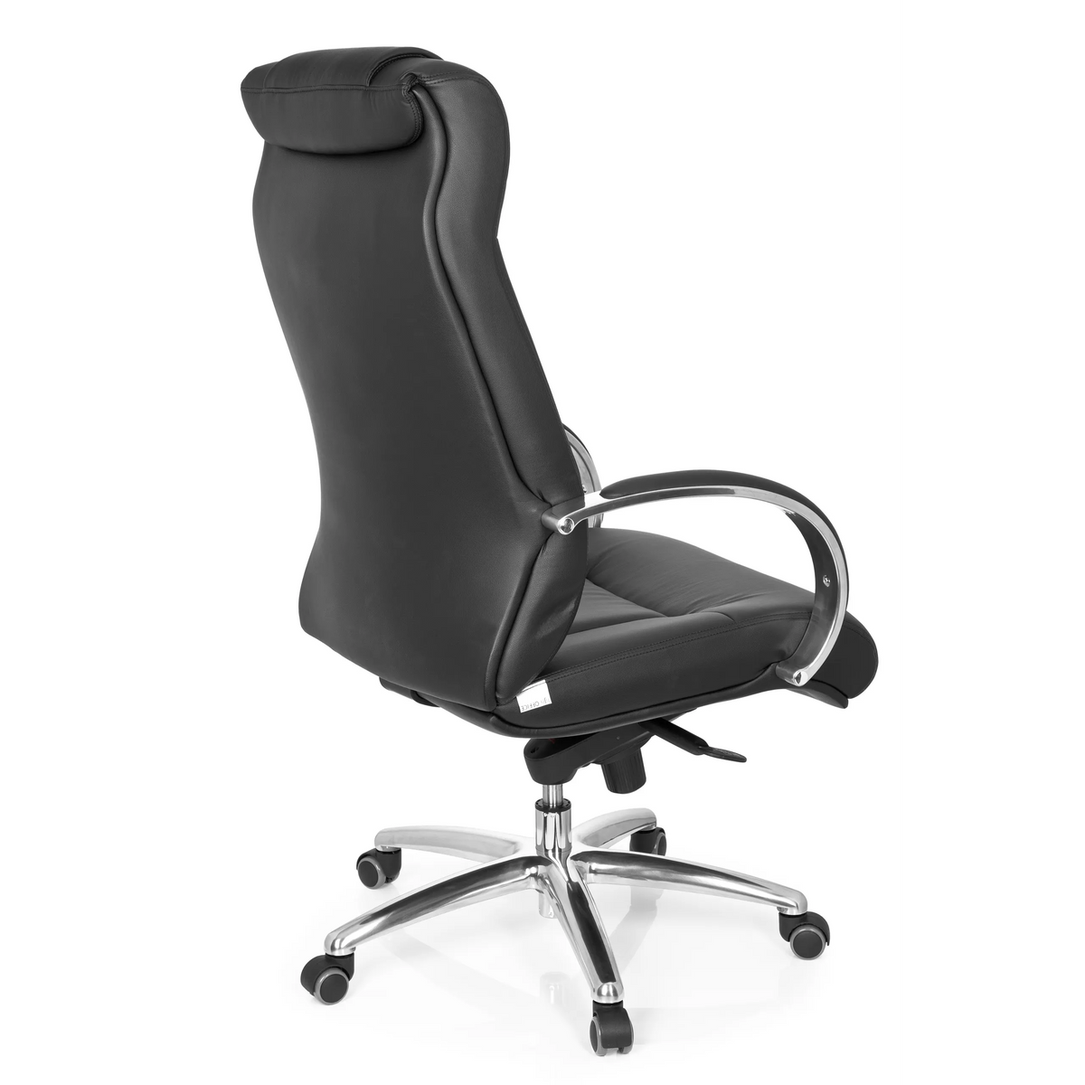 Svart snurrstol XXL G 600 med armstöd och femhjulig fotkorsbas från hjh OFFICE – 360-gradersvy (snett bakifrån 120°)