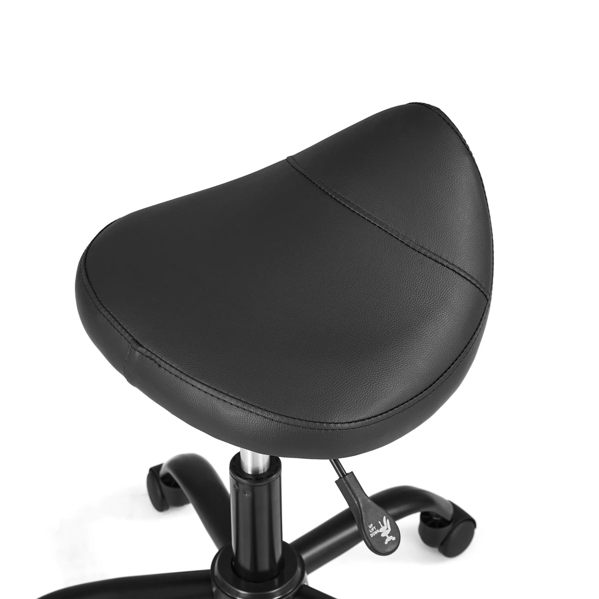 Svart vadderad sits på pallmodellen Sattix med gasfjäder och spak från hjh OFFICE