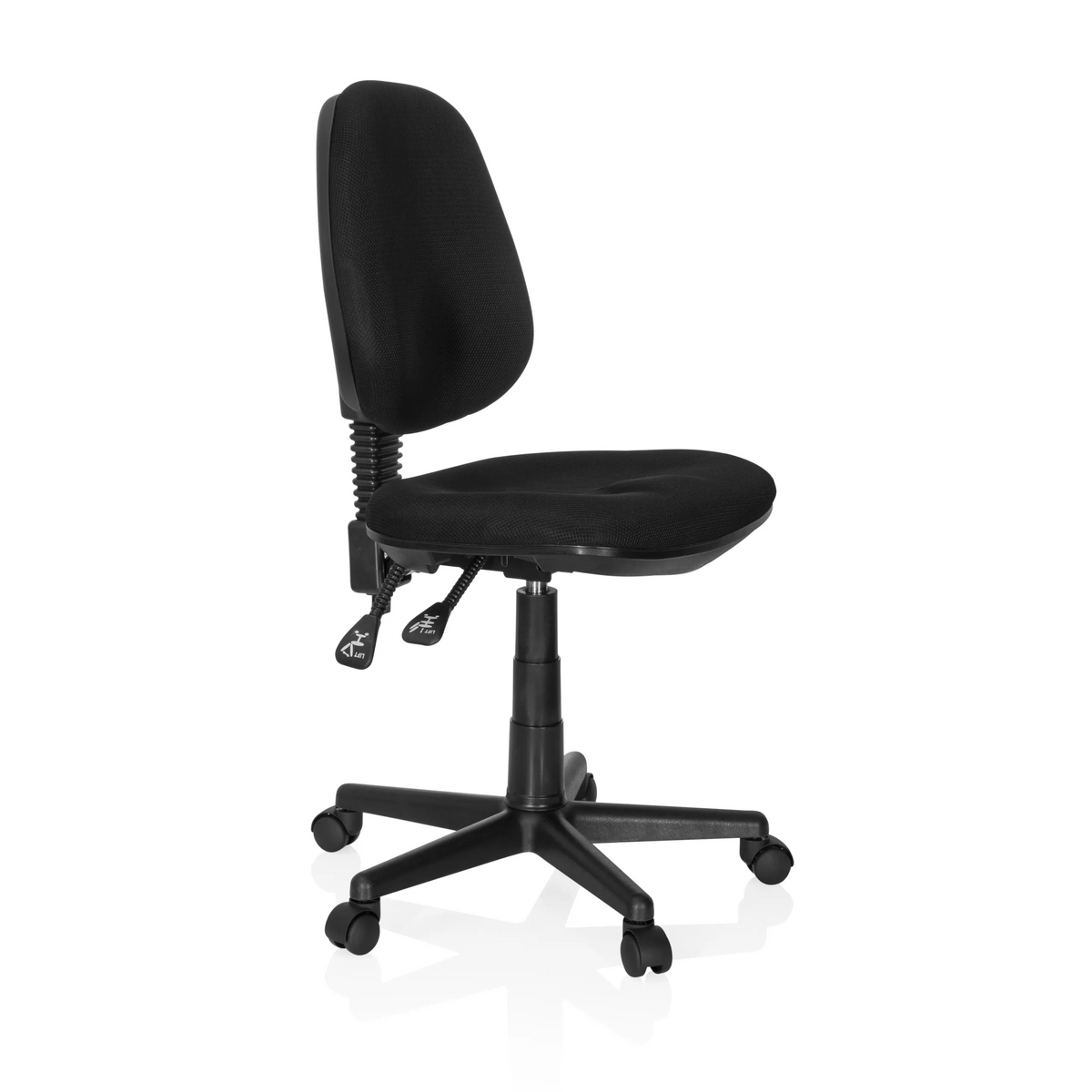 Svart Home Office kontorsstol CITY 25 med nätrygg och femhjulig stjärnfot från hjh OFFICE – 360-gradersvy (snett framifrån 60°)