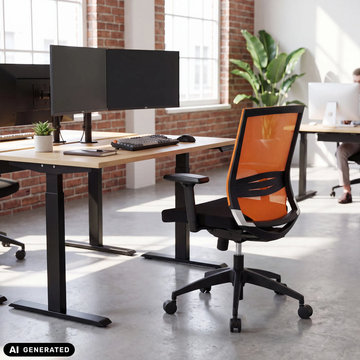 Professionell kontorsstol PORTO BASE i svart och orange från hjh OFFICE (AI-genererad bild)