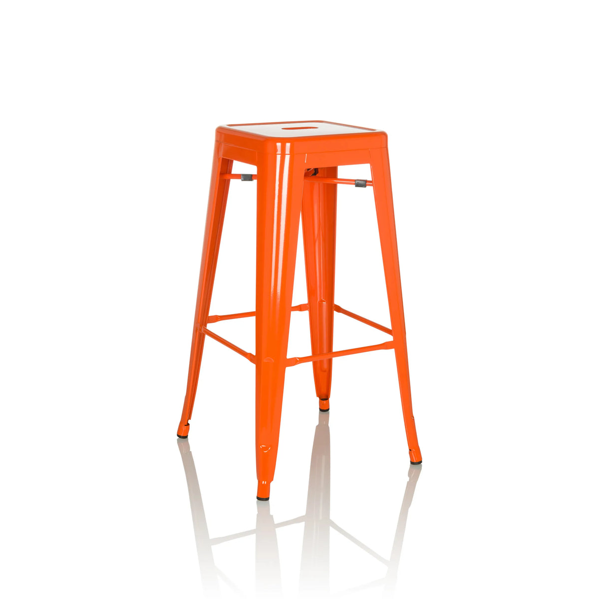 Orange Barstol VANTAGGIO HIGH med fyra ben och integrerade fotstöd från hjh OFFICE – 360-gradersvy (snett framifrån 30°)