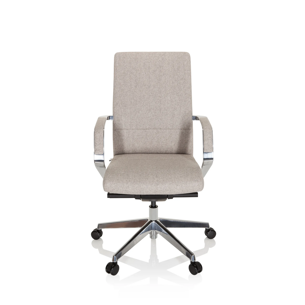 Beige Professionell kontorsstol BESSONA med armstöd och femhjulig stjärnfot från hjh OFFICE – 360-gradersvy (framifrån 0°)