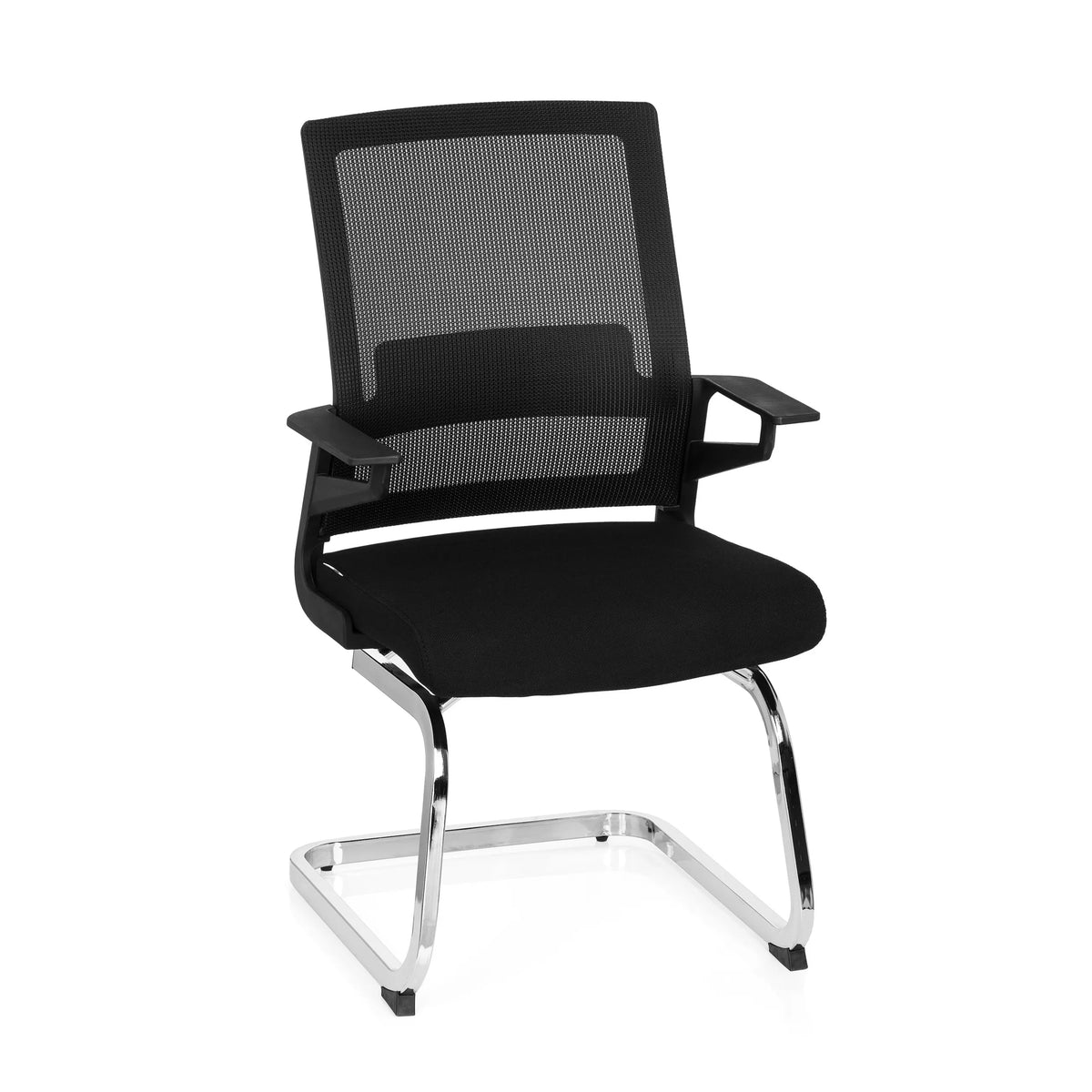 Svart Fjädrande stol INVENTOR V med nätrygg, armstöd och medunderrede från hjh OFFICE – 360-gradersvy (framifrån 20°)