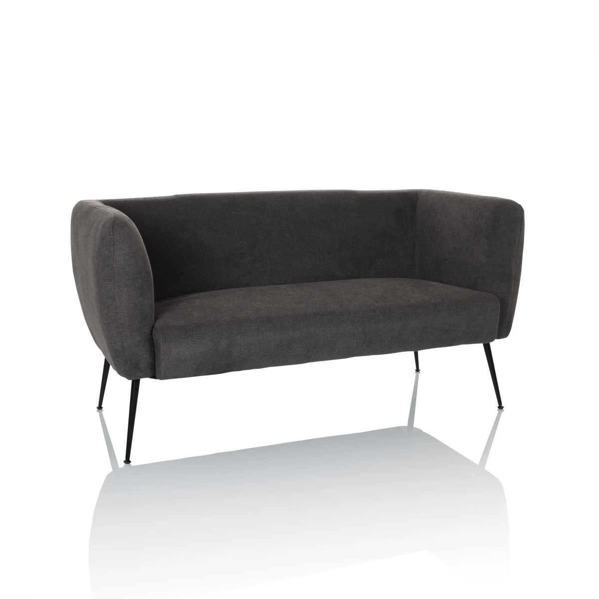 Grå loungesoffa HAYRIVER med smala svarta ben från hjh LIVING – 360-gradersvy (framifrån 15°)