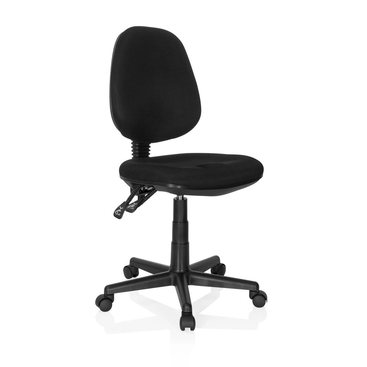 Svart Home Office kontorsstol CITY 25 med nätrygg och femhjulig stjärnfot från hjh OFFICE – 360-gradersvy (snett framifrån 40°)