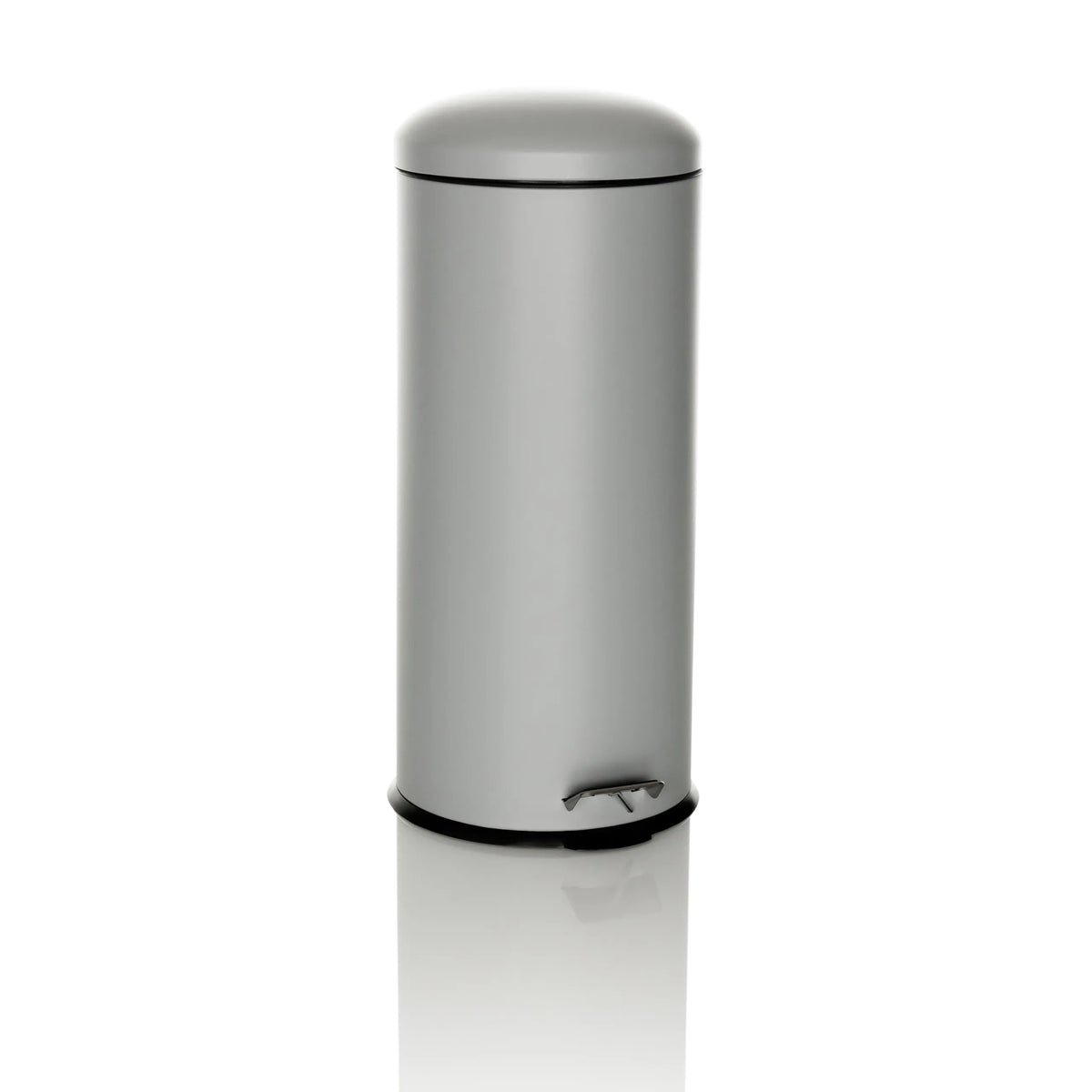 Grå papperskorg CLEAN VIII med lock och fotpedal från hjh OFFICE – 360-gradersvy (framifrån 15°)