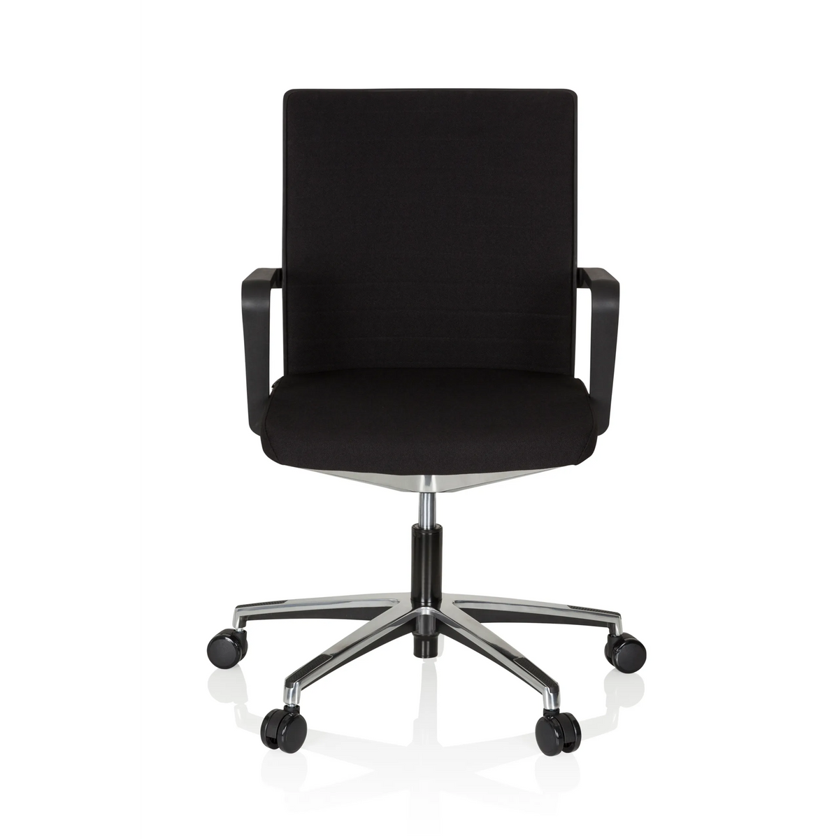 Svart Professionell kontorsstol MOVE-TEC 3D med armstöd och femhjulig fotkorsbas från hjh OFFICE – 360-gradersvy (framifrån 0°)