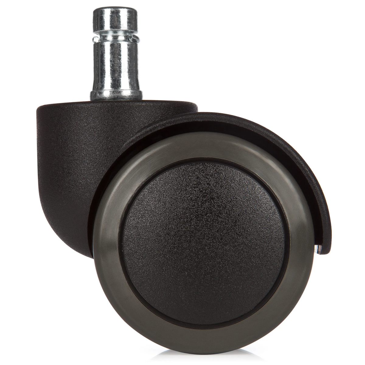 Svarta hjul 5x ROLO 11mm/50mm för hårda golv med silverfärgad metallstift från hjh OFFICE – 360-gradersvy (bakifrån 180°)