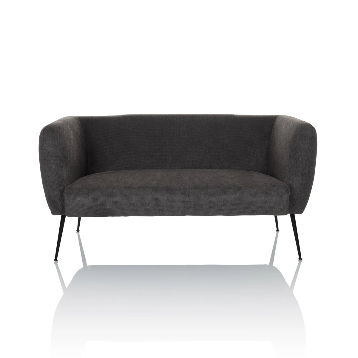 Grå loungesoffa HAYRIVER med smala svarta ben från hjh LIVING – 360-gradersvy (framifrån 0°)