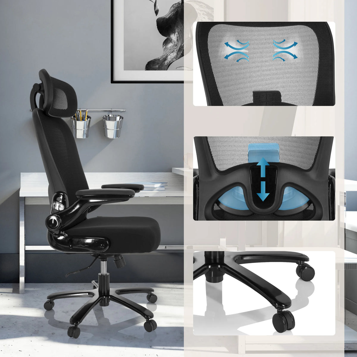 XXL snurrstol INSTRUCTOR SW I PRO i svart med nätrygg, justerbart svankstöd och hjul från hjh OFFICE