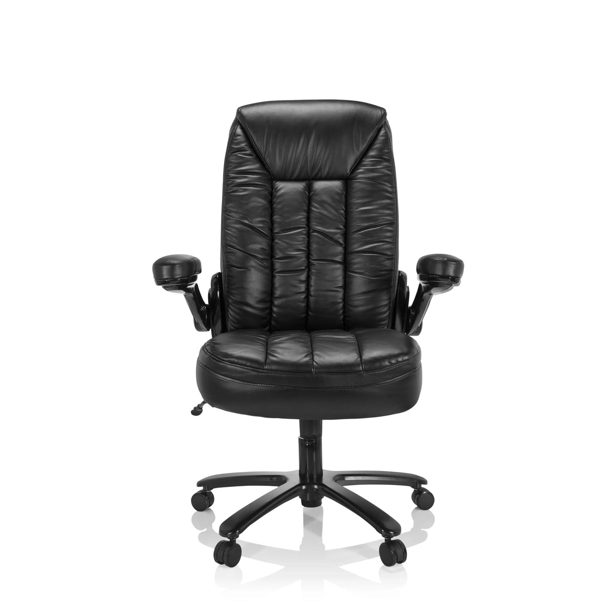 Svart XXL snurrstol INSTRUCTOR III i konstläder med stjärnfot och fem hjul från hjh OFFICE – 360-gradersvy (framifrån 0°)