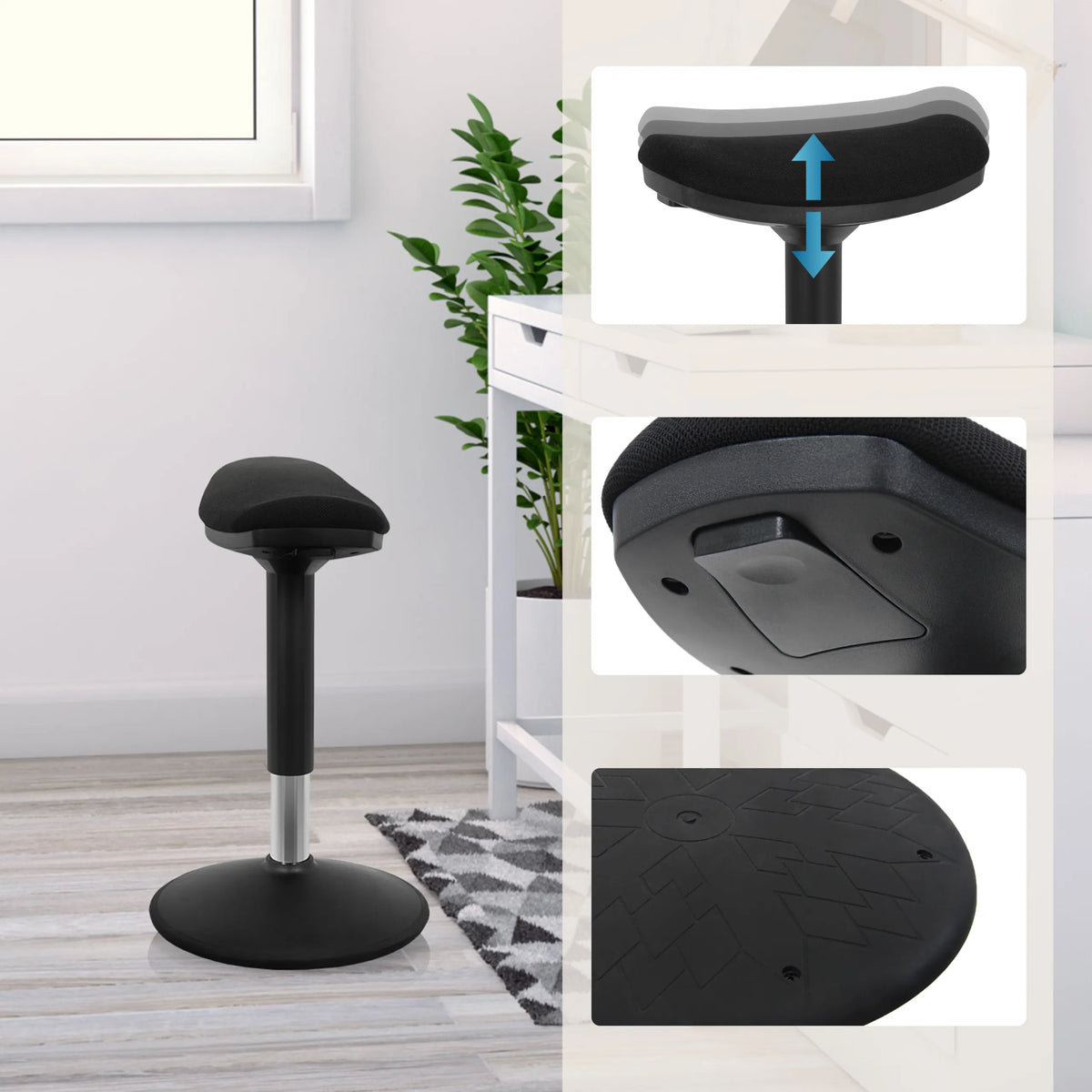 Höjdjusterbar sits och fot av Ståstol BALANCE SIT I B i svart från hjh OFFICE