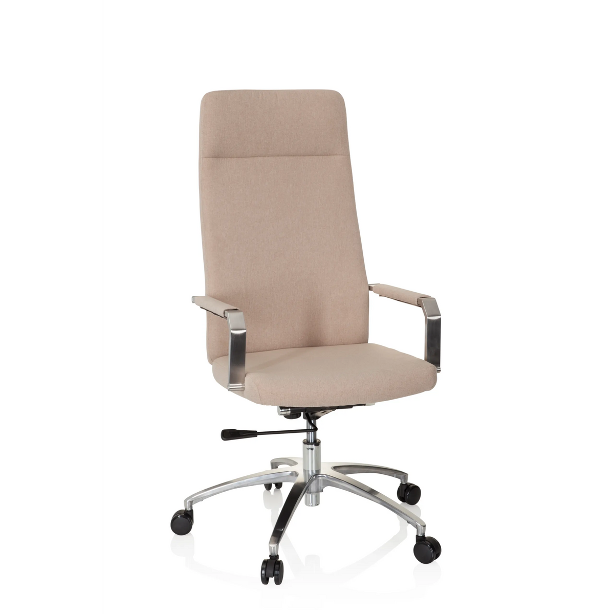 Beige Home Office kontorsstol SARANTO PLUS I med armstöd och femhjulig fotkorsbas från hjh OFFICE – 360-gradersvy (framifrån 20°)
