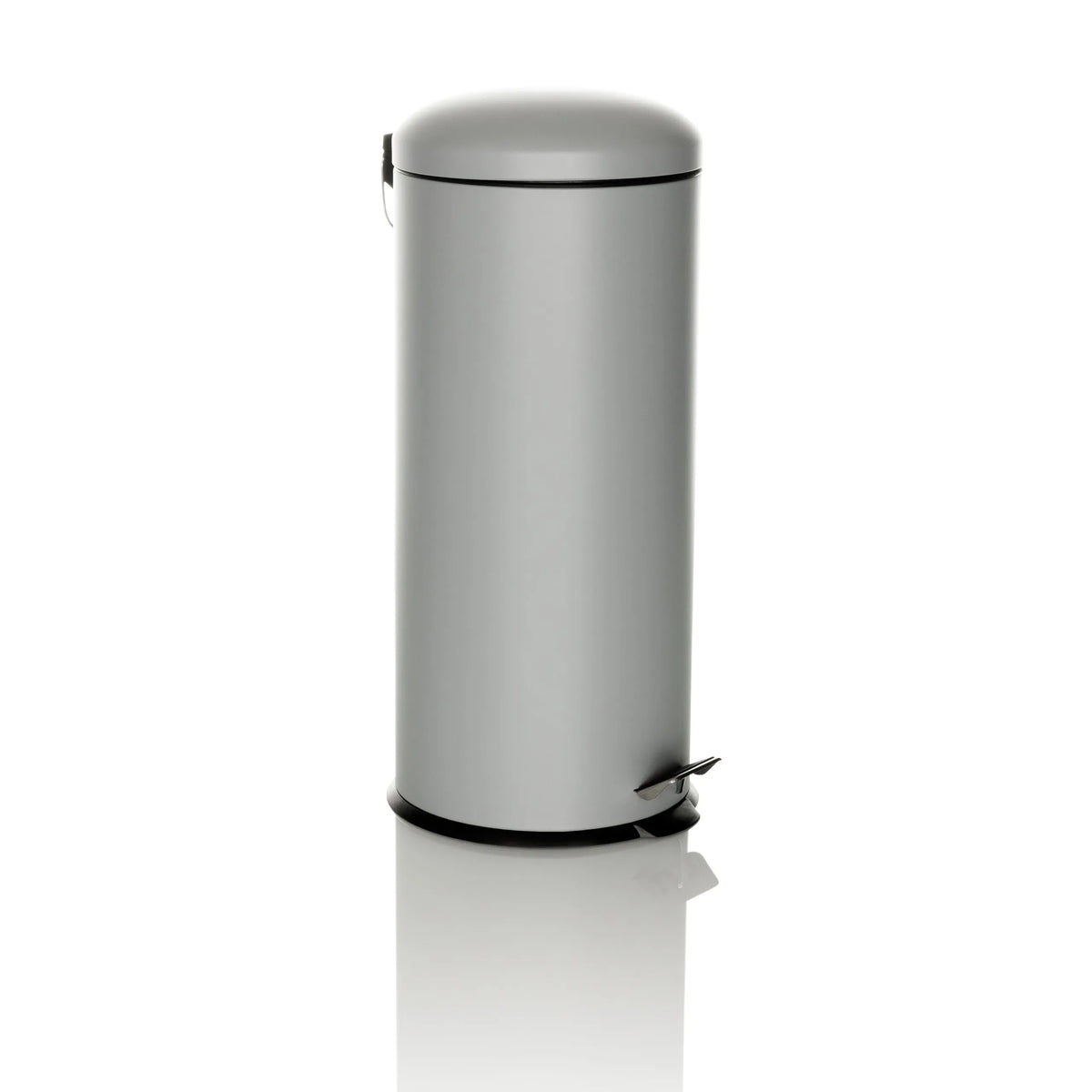 Grå papperskorg CLEAN VIII med lock och fotpedal från hjh OFFICE – 360-gradersvy (snett framifrån 45°)