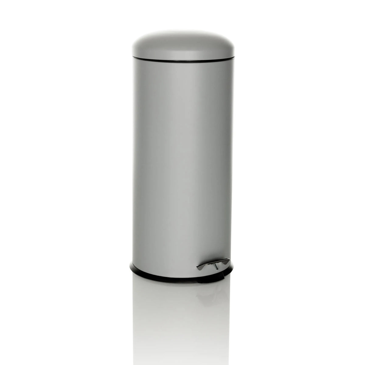 Grå papperskorg CLEAN VIII med lock och fotpedal från hjh OFFICE – 360-gradersvy (snett framifrån 30°)