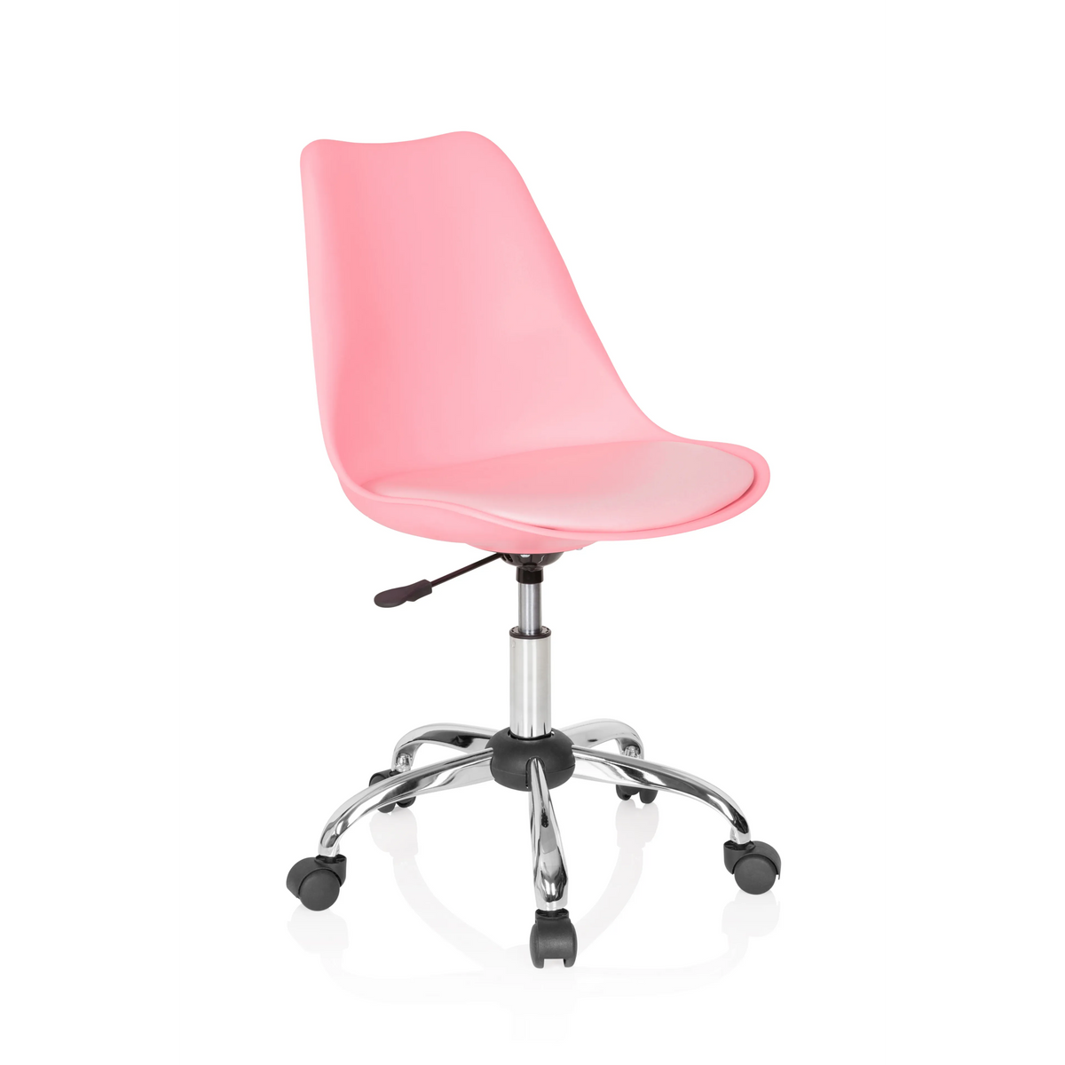 Rosa Home Office kontorsstol FANCY PRO med stjärnfot och fem hjul från hjh OFFICE – 360-gradersvy (snett framifrån 40°)