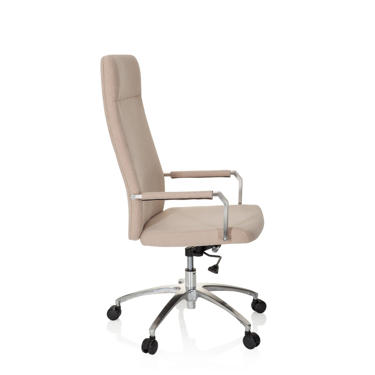 Beige Home Office kontorsstol SARANTO PLUS I med armstöd och femhjulig fotkorsbas från hjh OFFICE – 360-gradersvy (sidoprofil 80°)