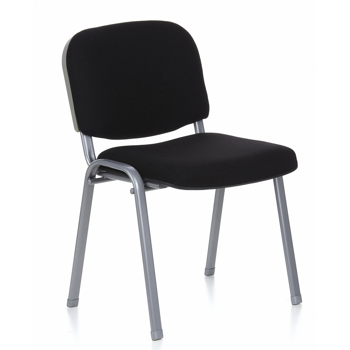 Svart fyrbent stol XT 600 S med silverfärgat underrede från hjh OFFICE – 360-gradersvy (snett framifrån 40°)