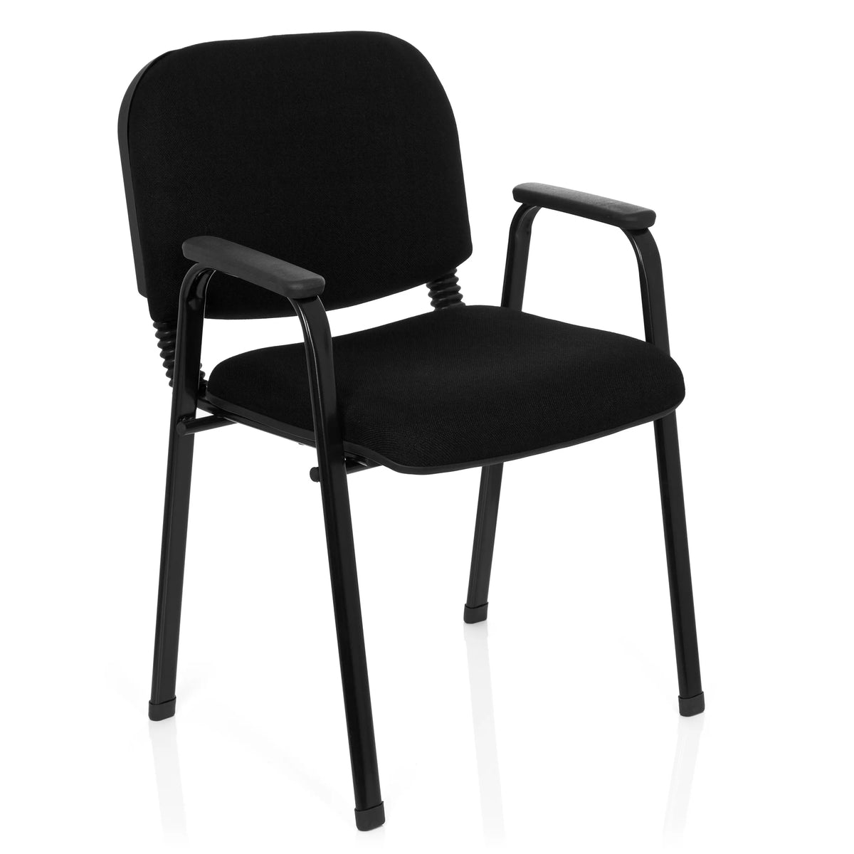Svart Fyrbent stol XT 650 med armstöd och vadderad sits från hjh OFFICE – 360-gradersvy (snett framifrån 40°)
