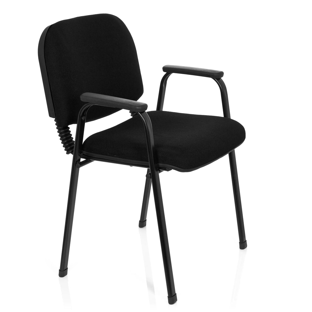 Svart Fyrbent stol XT 650 med armstöd och vadderad sits från hjh OFFICE – 360-gradersvy (snett framifrån 60°)
