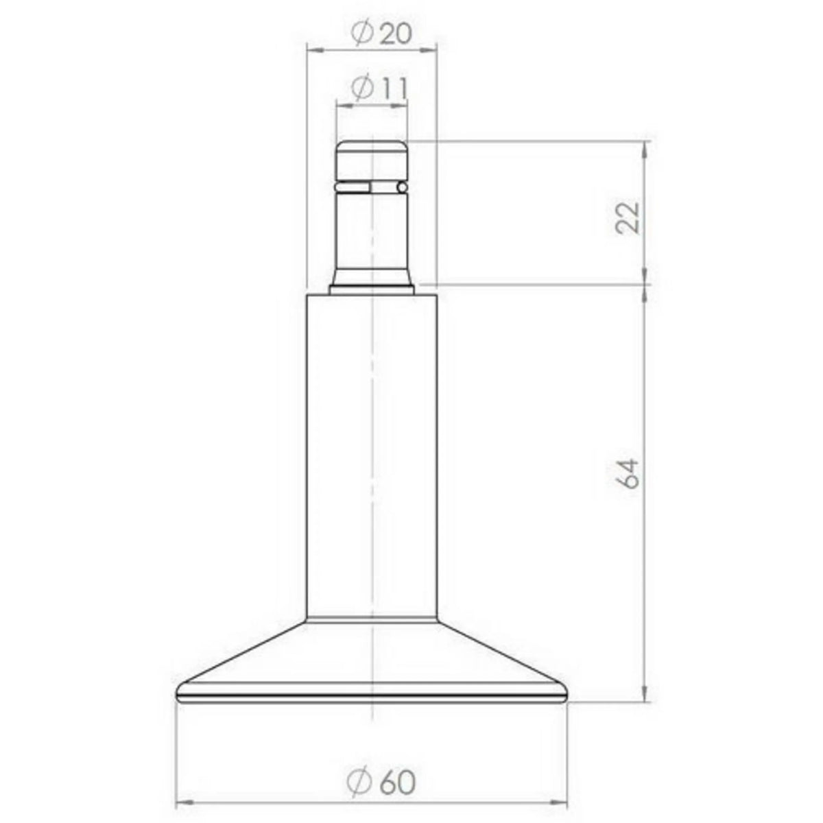 Teknisk ritning av möbeltassar 5 x STAND Nr. 12 med en diameter på 60 mm från hjh OFFICE