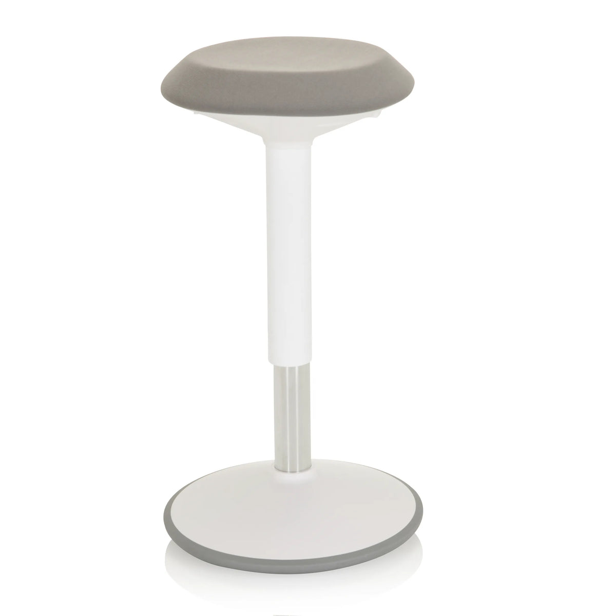 Vit ståstol BALANCE SIT III W med grå sits och rund fot från hjh OFFICE – 360-gradersvy (framifrån 0°)