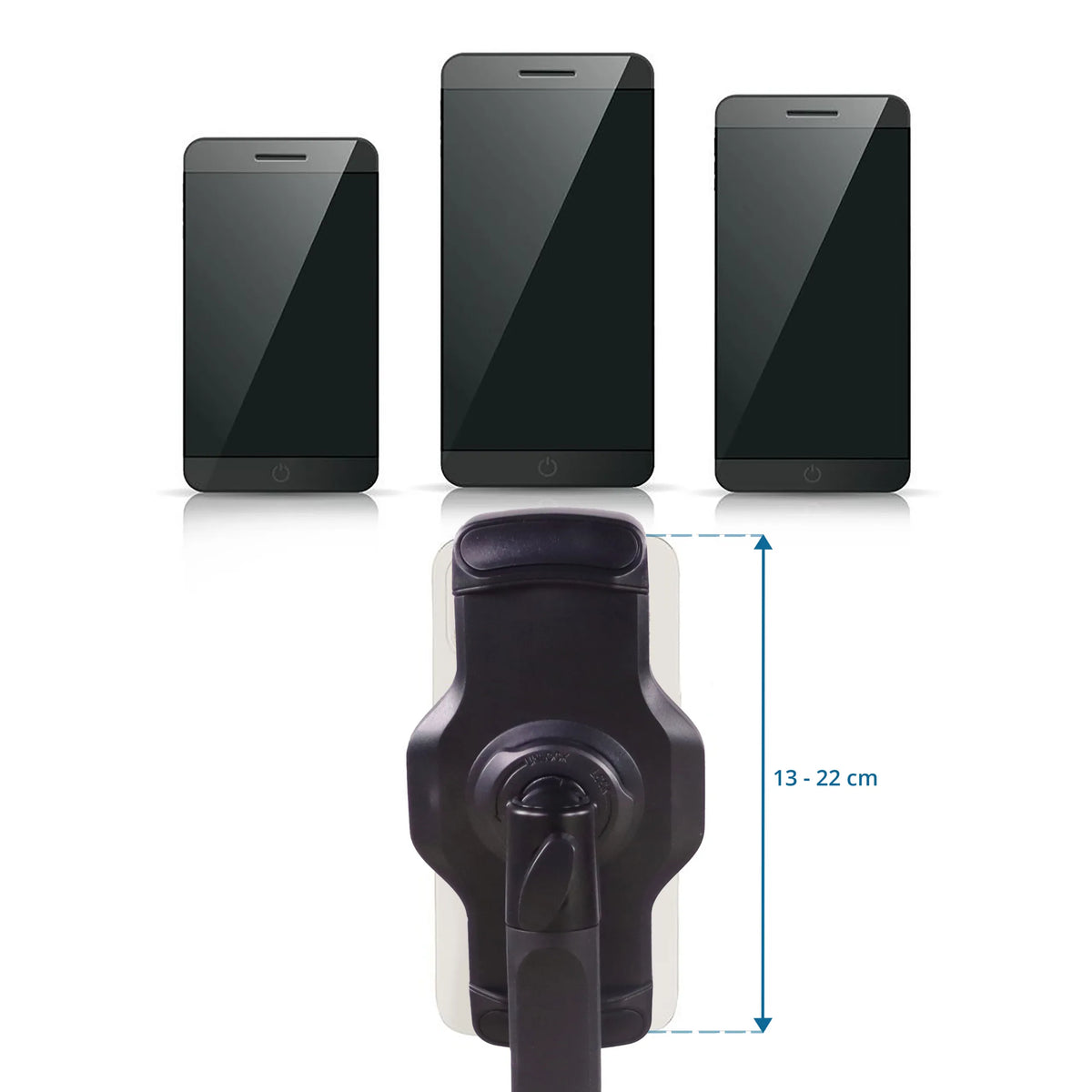 Justerbar hållbredd på 13 - 22 cm för Hållare för mobiltelefon & surfplatta FLEXMOBI III från hjh OFFICE