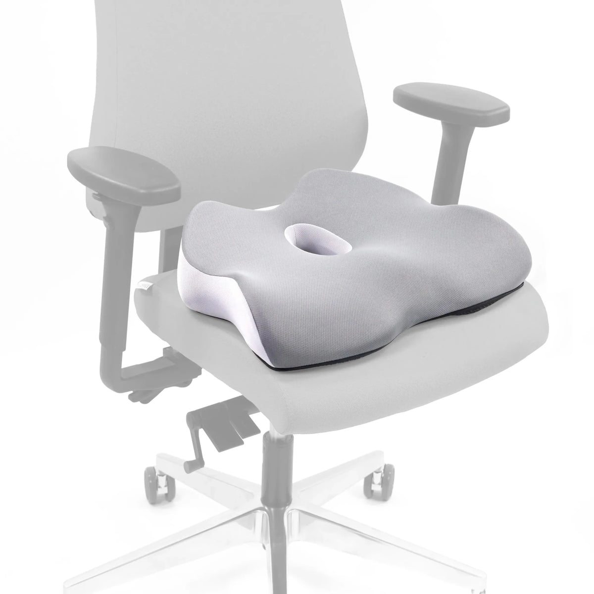 Grå Sittdyna MEDISIT IV med en central urtagning på en kontorsstol från hjh OFFICE
