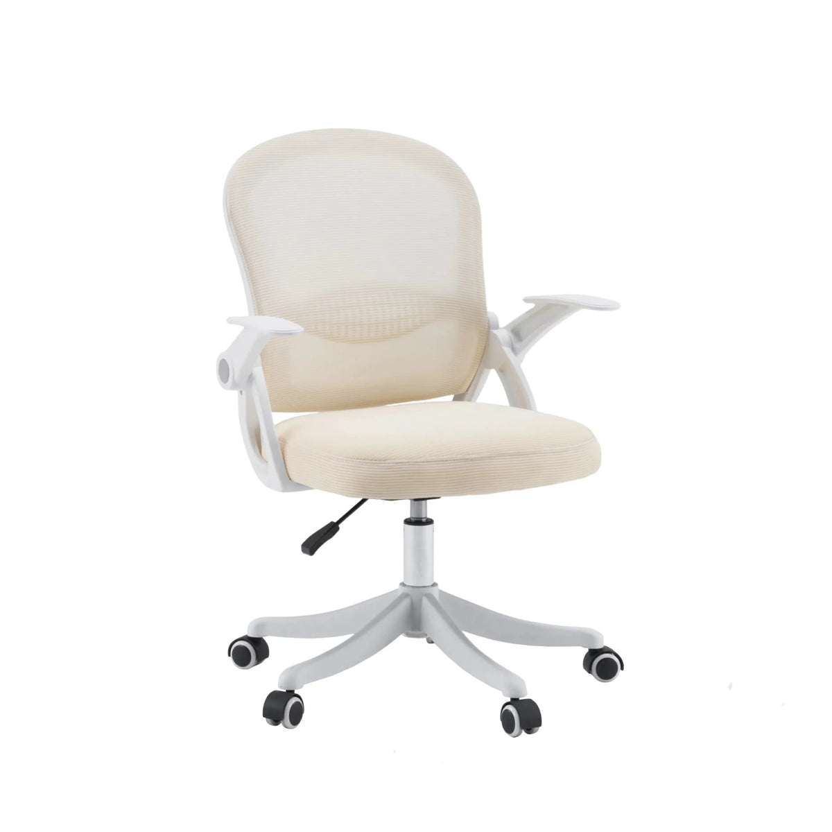 Home Office kontorsstol Naluro i beige med ljust nättyg och vita armstöd från hjh OFFICE