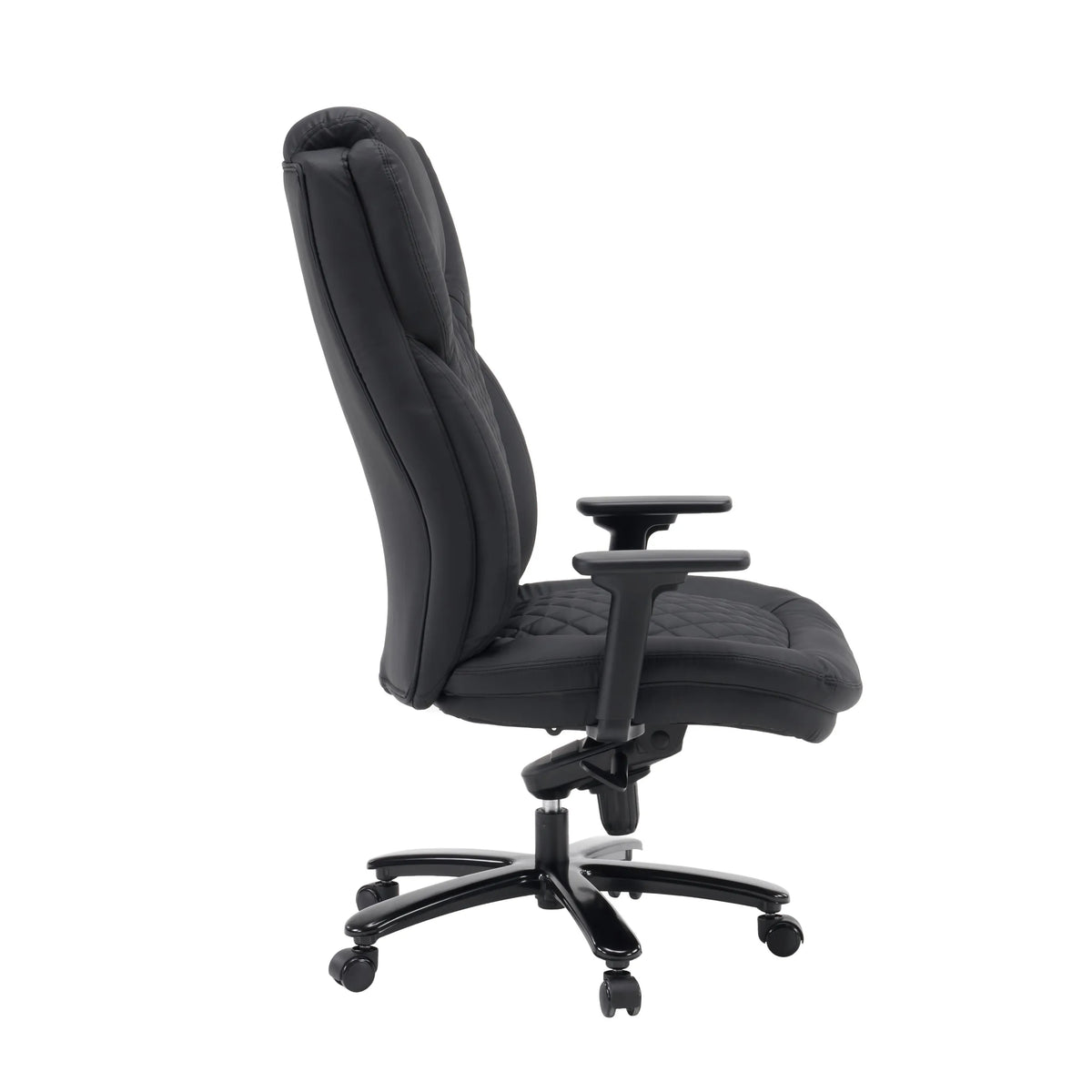 XXL Pullmann Gen2 snurrstol i svart konstläder med sömmar och justerbara armstöd från hjh OFFICE