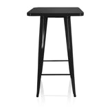 Svart Bardisk VANTAGGIO HIGH T med kvadratisk skiva och två tvärslåar från hjh OFFICE – 360-gradersvy (framifrån 0°)