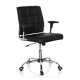 Svart Home Office kontorsstol ERNESTO med quiltad stoppning och femhjulig fotkorsbas från hjh OFFICE – 360-gradersvy (snett framifrån 40°)