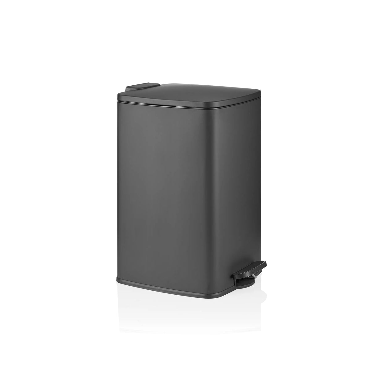 Svart papperskorg Clean Step 3 med lock och fotpedal från hjh OFFICE – 360-gradersvy (snett framifrån 60°)
