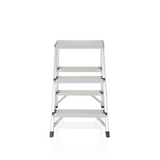 Silverfärgad fällbar stege SOLID i aluminium med tre steg från hjh OFFICE – 360-gradersvy (framifrån 0°)