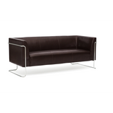 Brun loungesoffa CURACAO som tresitssoffa med kromad ram från hjh OFFICE – 360-gradersvy (sidoprofil 270°)