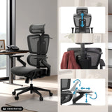 Justerbart nackstöd och armstöd på den professionella kontorsstolen Ergo U2 Pro3 i svart från hjh OFFICE (AI-genererad bild)