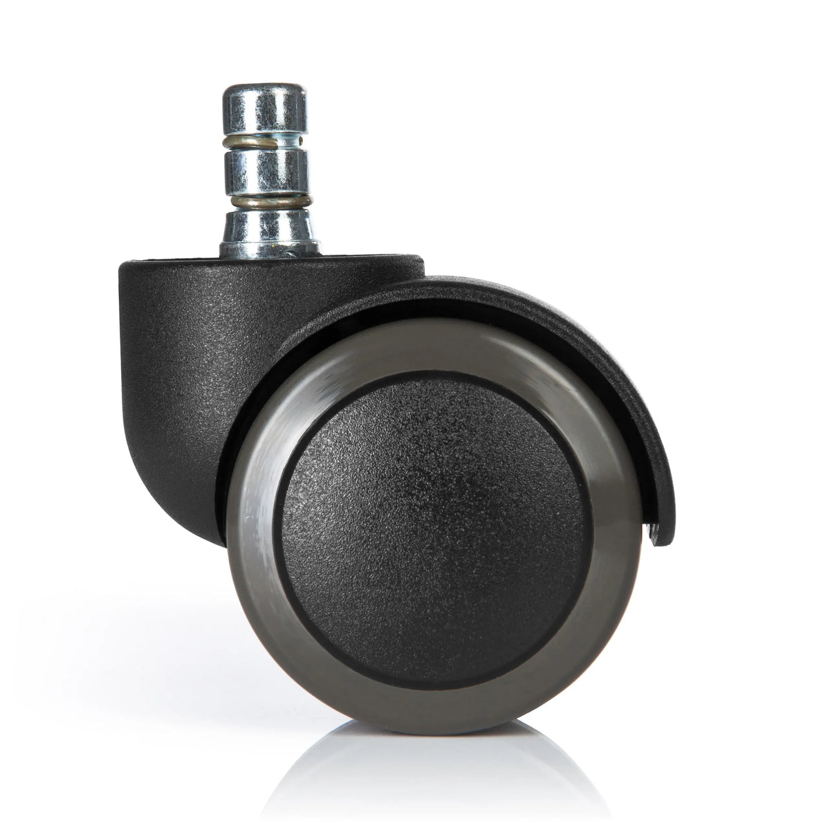 Svart Stol på hjul 5x ROLO No-Noise 11mm/50mm för hårda golv med silverfärgad metallstift från hjh OFFICE – 360-gradersvy (bakifrån 180°)
