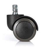 Svart Stol på hjul 5x ROLO No-Noise 11mm/50mm för hårda golv med silverfärgad metallstift från hjh OFFICE – 360-gradersvy (bakifrån 180°)