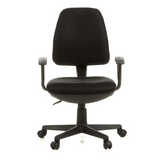 Svart Home Office kontorsstol CITY 10 med nätrygg, armstöd och femstjärnig fotkorsbas med hjul från hjh OFFICE – 360-gradersvy (framifrån 0°)