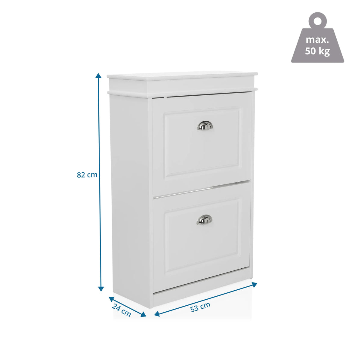 Måttritning av skoskåp ESTHA 2 med 82 × 53 cm och en bärkapacitet på 50 kg från hjh LIVING