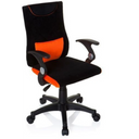 Kinderdrehstuhl KIDDY PRO AL in Schwarz-Orange mit Armlehnen und Rollenfußkreuz von hjh OFFICE