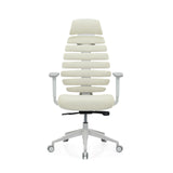 Beige Professionell kontorsstol ERGO LINE W med segmenterat ryggstöd och vitt underrede från hjh OFFICE – 360-gradersvy (framifrån 0°)