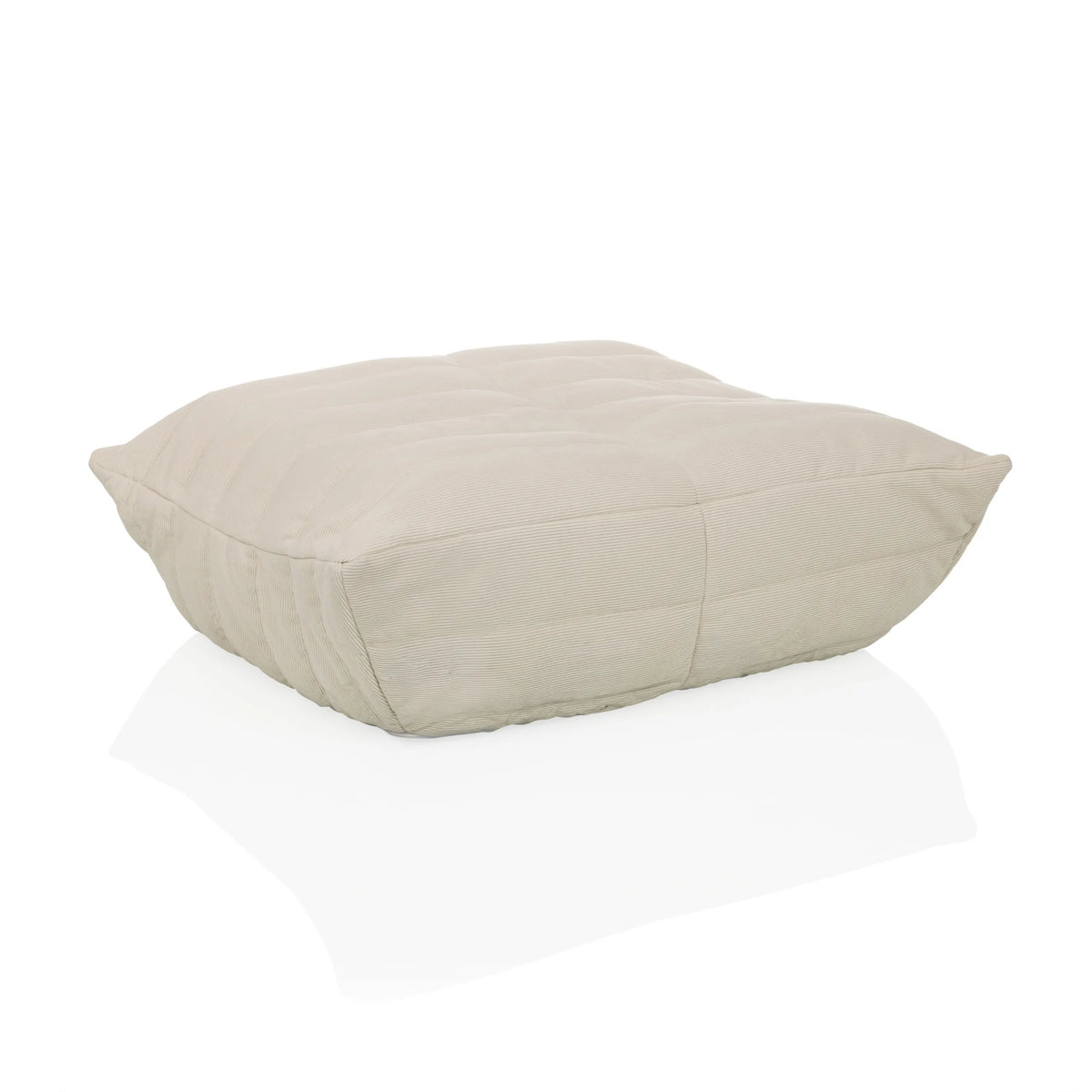 Beige Sittsäckar Sitzolo Podi med ribbat tygöverdrag från hjh LIVING – 360-gradersvy (snett framifrån 30°)