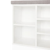 Vita öppna hyllfack på ESTHA 10 Skoskåp med grå dynor från hjh LIVING