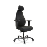 Svart Professionell chefsfåtölj RESISTIO XXL med nackstöd och femstjärnig fotkorsbas med hjul från hjh OFFICE – 360-gradersvy (snett framifrån 40°)
