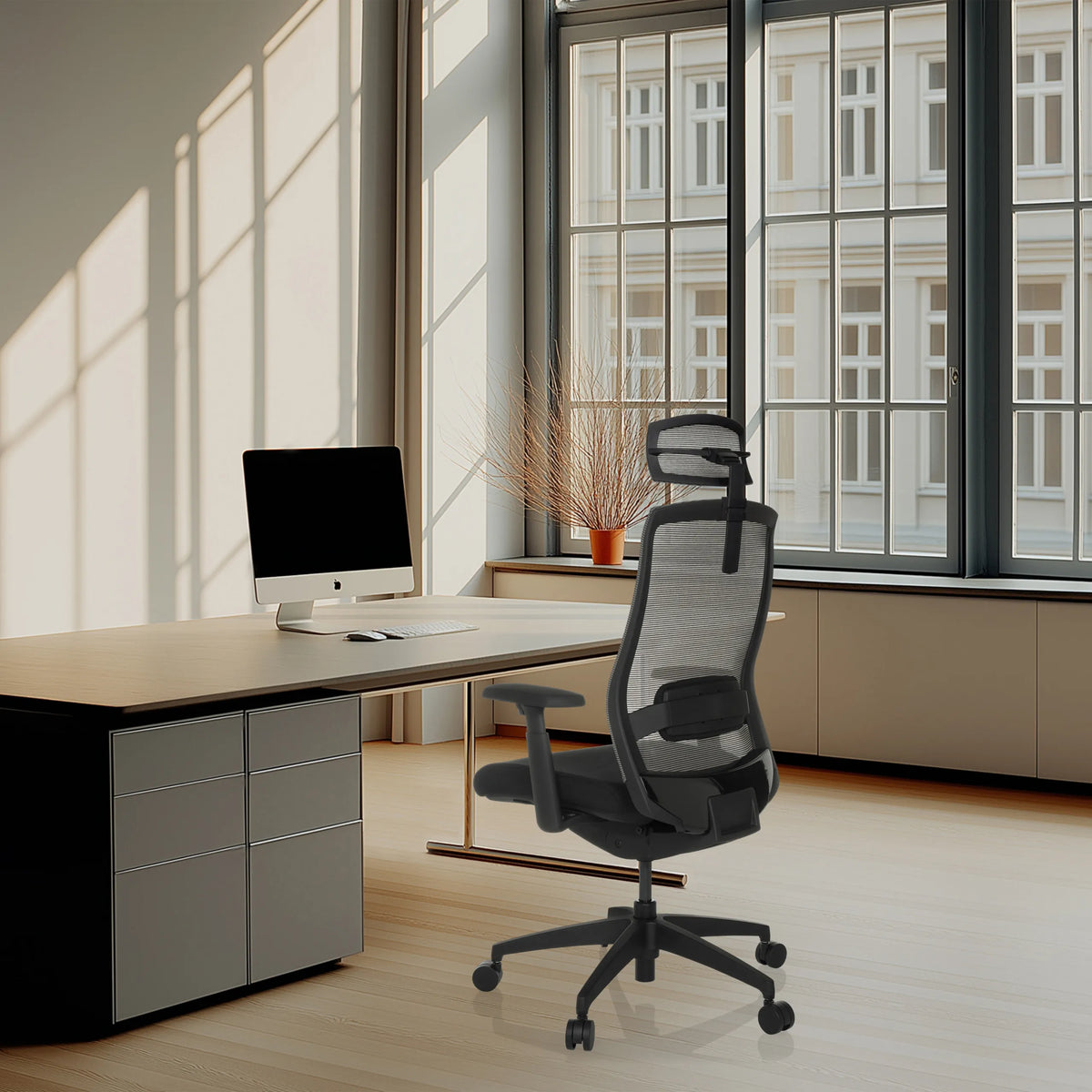 Svart nackstöd till modellen COLORE KOPFSTUETZE på en kontorsstol från hjh OFFICE