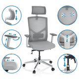 Grå Professionell kontorsstol BRETON PRO W med olika inställningsmöjligheter från hjh OFFICE