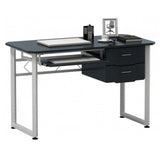 Skrivbord WORKFLOW i grafit och vitt med utdragbar tangentbordsbricka och två lådor från hjh OFFICE