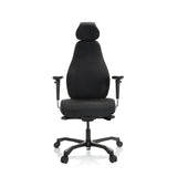 Svart Professionell chefsfåtölj RESISTIO XXL med nackstöd och femstjärnig fotkorsbas med hjul från hjh OFFICE – 360-gradersvy (framifrån 0°)