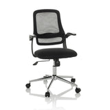 Svart Home Office kontorsstol MIKO B ECO med nätrygg och femstjärnigt fotkors med hjul från hjh OFFICE – 360-gradersvy (framifrån 15°)